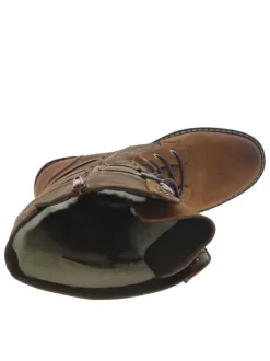 Bottes brandy à talon décroché bas avec un zip et des lacets ronds