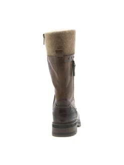 Bottes cognac à talon décroché bas avec un zip et des lacets ronds