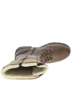 Bottes cognac à talon décroché bas avec un zip et des lacets ronds