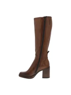 Bottes en cuir camel à semelle à talon décroché haut avec logo iconique