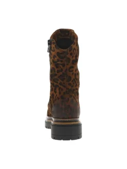 Bottes en cuir léopard avec semelle à talon plat et fermeture zippée