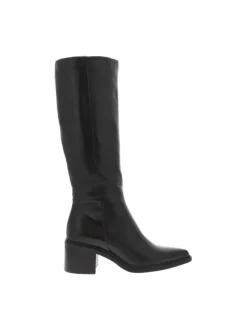 Bottes en cuir noires avec semelle à talon décroché moyen et à zip