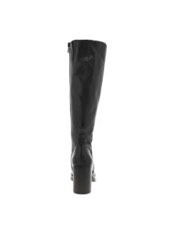 Bottes en cuir noires à semelle à talon décroché haut et fermeture zippée