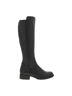 Bottes en cuir noires à talon décroché bas avec un zip côté interne
