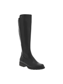 Bottes en cuir noires à talon décroché bas avec un zip côté interne