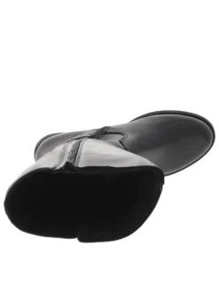 Bottes en cuir noires à talon décroché bas avec un zip côté interne
