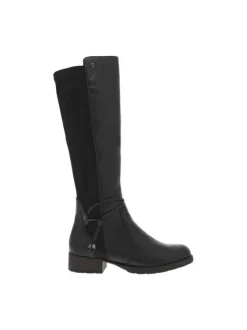 Bottes en cuir noires à talon décroché bas avec un zip côté interne