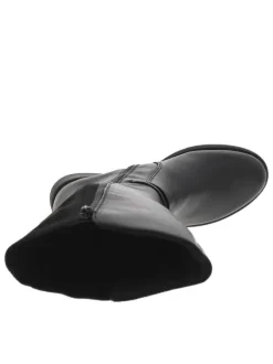 Bottes en cuir noires à talon décroché bas avec un zip côté interne