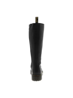 Bottes en cuir noires à talon décroché bas avec un zip et des lacets ronds