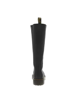 Bottes en cuir noires à talon décroché bas avec un zip et des lacets ronds