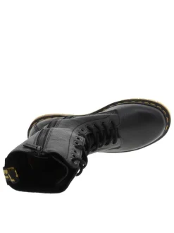 Bottes en cuir noires à talon décroché bas avec un zip et des lacets ronds