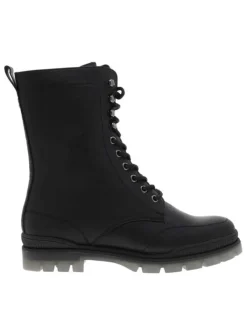 Bottes GENOVA en cuir noir à talon bloc bas, zip, doublure stretch et semelle translucide