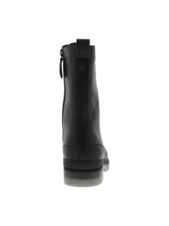 Bottes GENOVA en cuir noir à talon bloc bas, zip, doublure stretch et semelle translucide