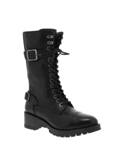 Bottes MAJORETTE noir en cuir avec talon plat