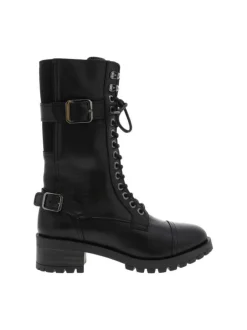 Bottes MAJORETTE noir en cuir avec talon plat
