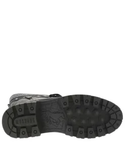 Bottes noires à talon décroché bas avec un zip et des lacets ronds