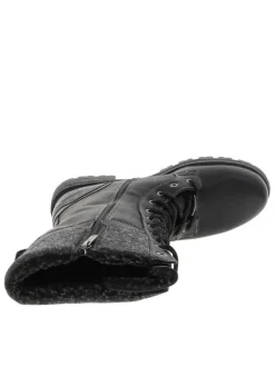 Bottes noires à talon décroché bas avec un zip et des lacets ronds