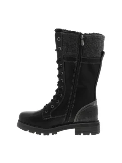 Bottes noires à talon décroché bas avec un zip et des lacets ronds
