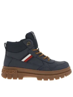 Bottines marine à semelle crantée avec logo débossé sur le talon