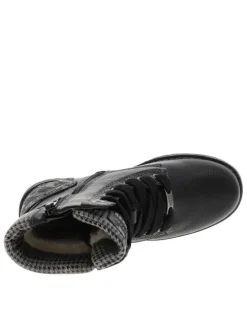 Bottines noires à talon décroché bas avec des lacets et un zip