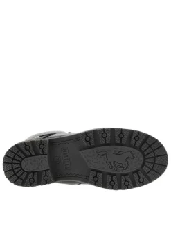 Bottines noires à talon décroché bas avec des lacets et un zip