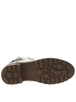 Bottines blanc cassé à talon décroché moyen avec des lacets et un zip latéral