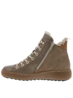 Bottines bronze à talon plat avec une doublure en maille sherpa