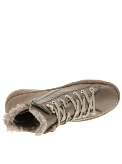 Bottines bronze à talon plat avec une doublure en maille sherpa