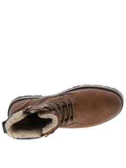 Bottines brunes à talon décroché bas avec une doublure en maille sherpa