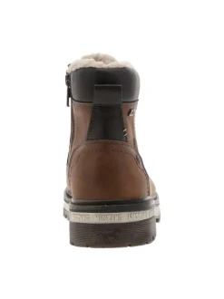 Bottines brunes à talon décroché bas avec une doublure en maille sherpa
