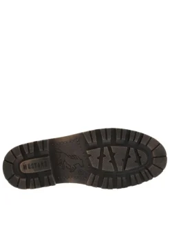 Bottines brunes à talon décroché bas avec une doublure en maille sherpa