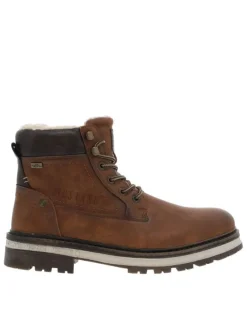 Bottines brunes à talon décroché bas avec une doublure en maille sherpa
