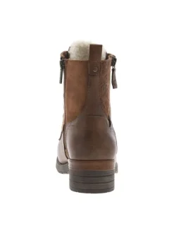 Bottines brunes à talon décroché bas avec un zip et des lacets ronds