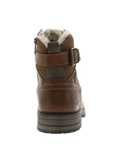 Bottines brunes à talon décroché bas avec un zip et des lacets ronds