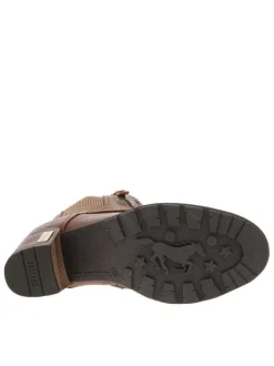 Bottines brunes à talon décroché haut avec un zip et des lacets ronds