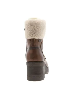 Bottines brunes à talon décroché moyen avec un zip et des lacets ronds