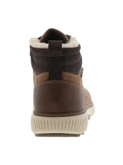 Bottines brunes à talon plat avec un zip et des lacets ronds