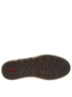 Bottines brunes à talon plat avec un zip et des lacets ronds