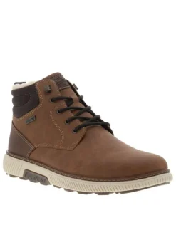 Bottines brunes à talon plat avec un zip et des lacets ronds