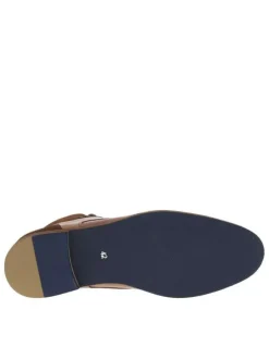 Bottines camel à bout droit avec un zip sur le côté et à talon décroché bas