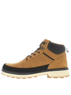 Bottines camel à talon décroché bas à lacets avec des œillets métalliques