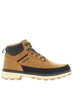 Bottines camel à talon décroché bas à lacets avec des œillets métalliques