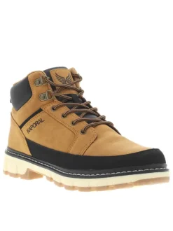 Bottines camel à talon décroché bas à lacets avec des œillets métalliques