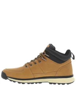 Bottines camel à talon plat à lacets avec des œillets métalliques