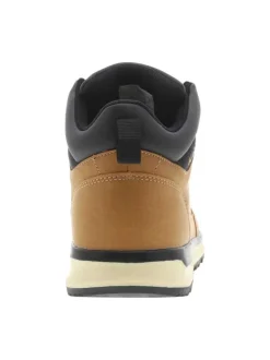 Bottines camel à talon plat à lacets avec des œillets métalliques