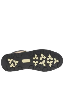 Bottines camel à talon plat à lacets avec des œillets métalliques