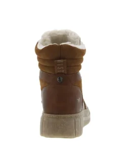 Bottines cognac plates, à lacets et à zip avec intérieur fourré