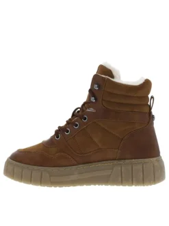 Bottines cognac plates, à lacets et à zip avec intérieur fourré