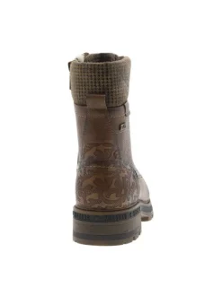 Bottines cognac à talon décroché bas avec des lacets et un zip latéral