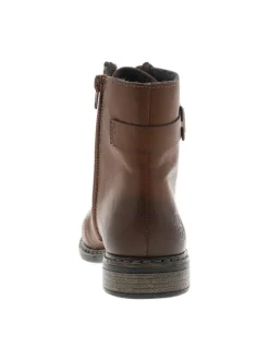 Bottines cognac à talon décroché bas avec des lacets et un zip latéral